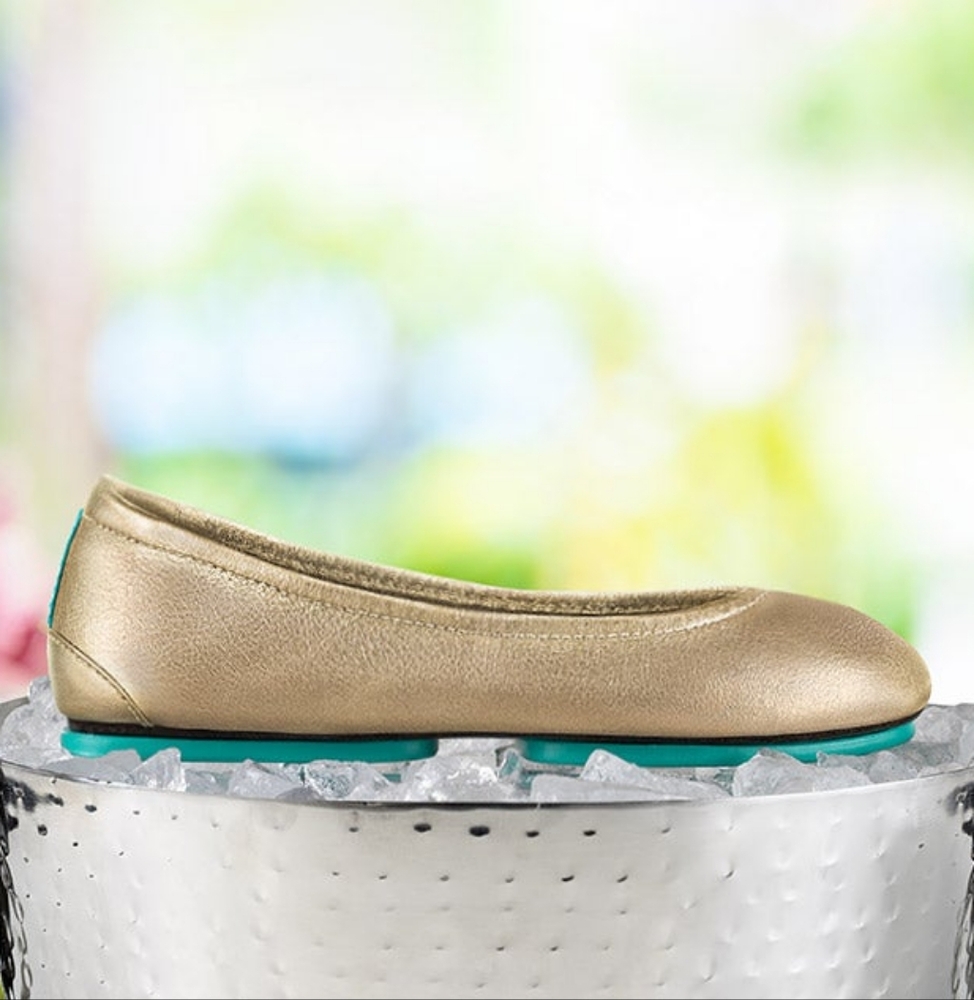 Tieks Metallic Champagne Ballet Flats Size 9